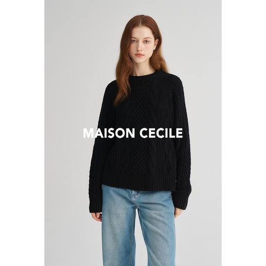 MAISON CECILE黑色/白色复古纽花羊毛针织毛衣 商品图3