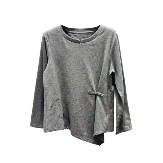 VIVIAN LIU R2457311秋新款圆领宽松侧腰褶皱不规则下摆针织衫 商品图4