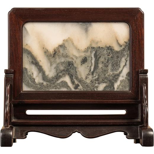 二十世纪 紫檀镶云石插屏 商品图5