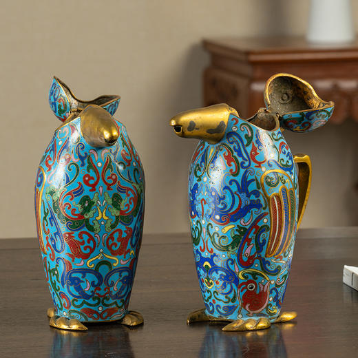 清 铜胎掐丝珐琅鸭形执壶（一对） 商品图3