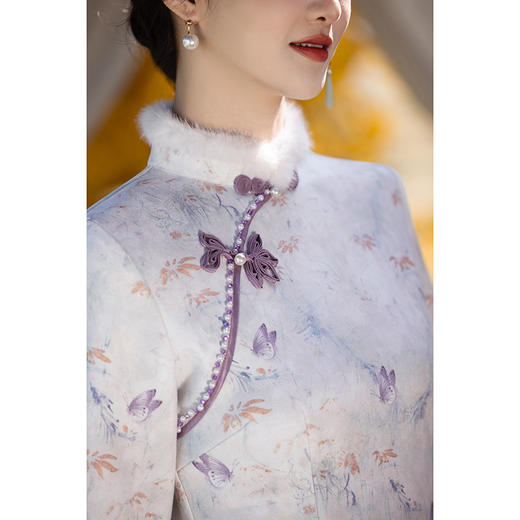 新中式改良冬款加绒加厚保暖旗袍年轻麂皮绒GR3089 商品图2