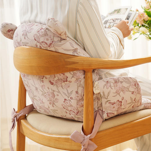 桃花夭夭系列小熊坐垫靠垫一体椅子坐垫靠背办公室上班久坐神器电脑椅 商品图3