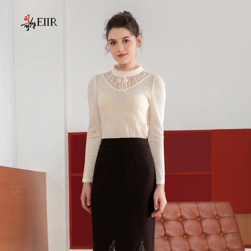 司歌蕾丝百搭打底长袖衫套头上衣弹力T901188X