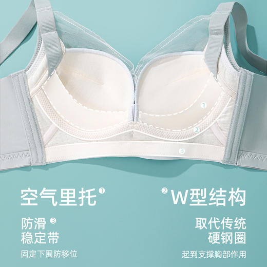 【大胸显小BC杯】熳洁儿 花卉蕾丝薄款透气聚拢内衣无钢圈收副乳文胸24261529 商品图3