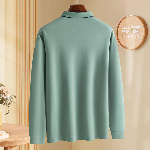 罗蒙男士Polo衫含羊毛蚕丝保暖舒适商务polo衫男长袖t恤男t恤 商品图3