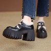 【预售5天】厚底乐福鞋女秋冬新款韩版休闲粗跟加绒加厚一脚蹬黑色小皮鞋ZMXY&ZM5122 商品缩略图0