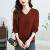 CC-17-6777     v领针织打底衫女内搭秋冬2024新款短款毛衣时尚洋气针织上衣 商品缩略图2