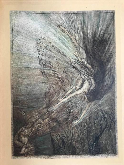 1914-30年 瓦格纳《尼伯龙根的指环》（全2卷） 鬼才拉克姆64幅彩色手工贴图 漆布精装16开 商品图5