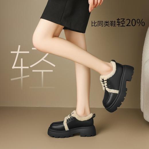 ZHR加绒乐福鞋女2024新款冬季厚绒保暖包跟棉鞋通勤ins厚底单鞋女 商品图6