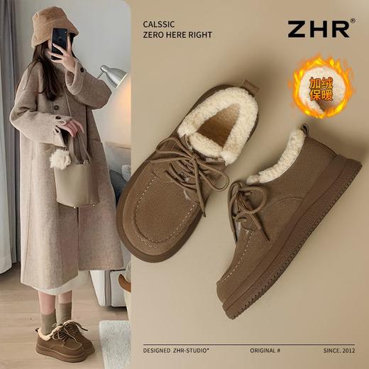 ZHR加绒女鞋2024新款冬季低帮雪地靴叠穿保暖勃肯鞋厚底百搭棉鞋 商品图2