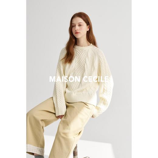 MAISON CECILE黑色/白色复古纽花羊毛针织毛衣 商品图1