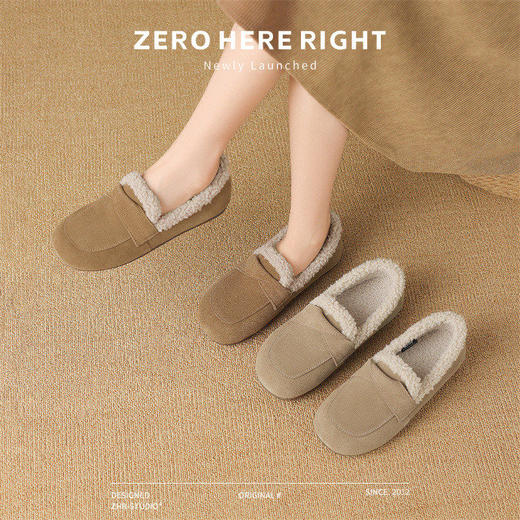 ZHR则则平底毛毛乐福鞋女2024新款冬季气质超软女鞋加厚加绒鞋子 商品图7