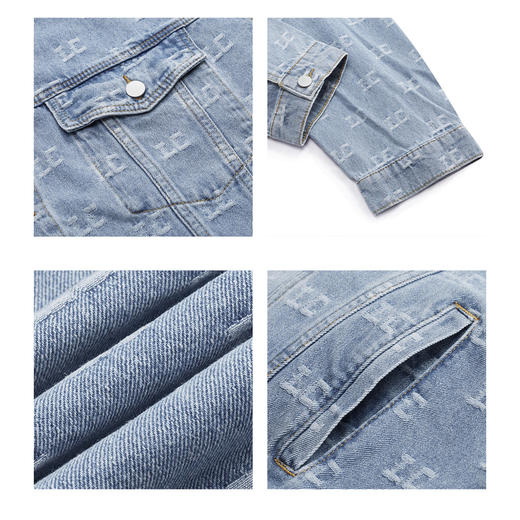 gxg.jeans男装   秋季热卖夹克 浅蓝满印牛仔夹克JEX1E800313 商品图3