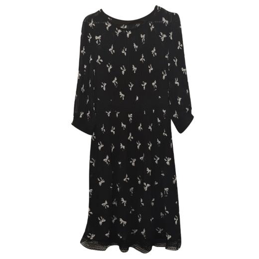 VIVIAN LIU TD2434122夏新款圆领带吊带印花压褶长袖长款连衣裙 商品图4