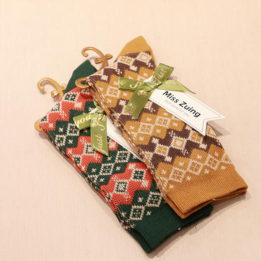 【线上专属】复古棉袜两双（24815120随机） 商品图1