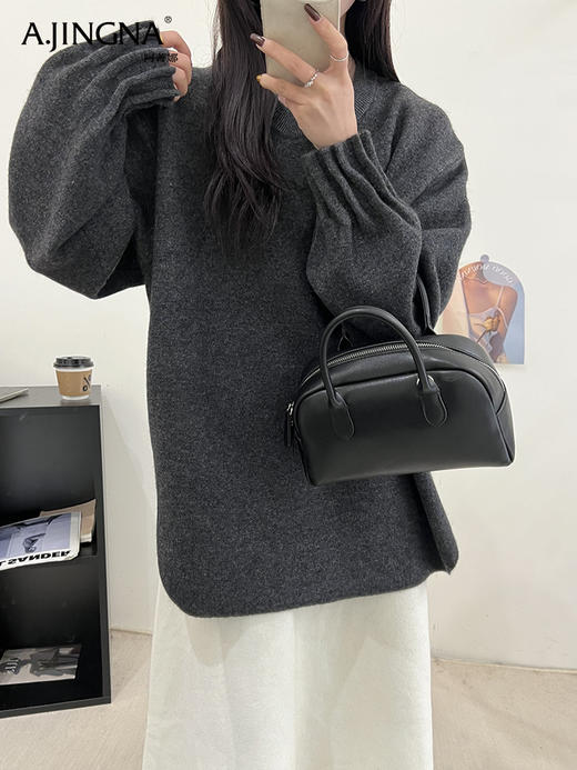 【定染新色】阿菁娜节日氛围圆领廓版套头毛衫F29D302027 商品图5