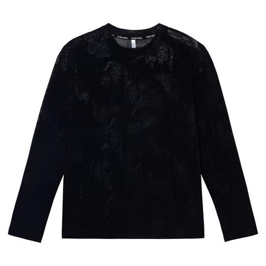 T542潮流时尚高级感中国风植物提花青少年长袖T恤休闲宽松打底 商品图2