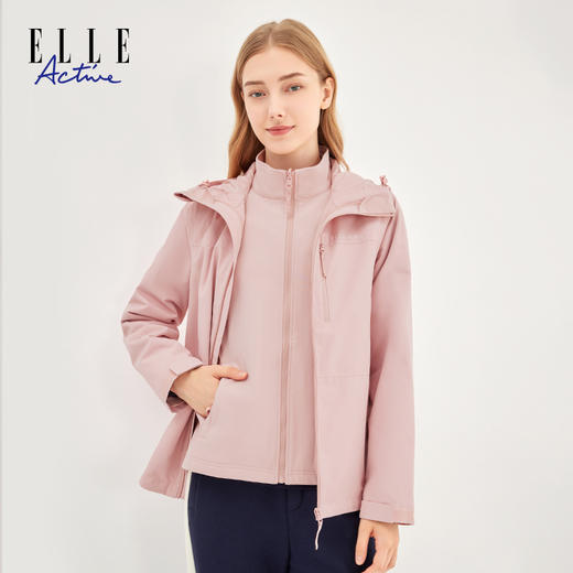 ELLE Active秋冬新款三合一风衣女款中长外套夹克休闲派克服保暖 商品图3