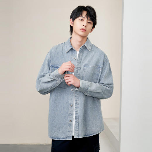 gxg.jeans男装2024年春季热卖翻领牛仔衬衫J24D1E900361 商品图1