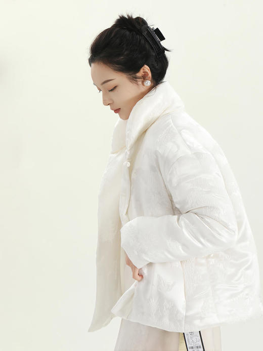 创业大礼包|真丝压花立领夹棉外套+新中式丝绒微喇裤咖色+真丝提花立领马甲(不夹棉) 商品图2