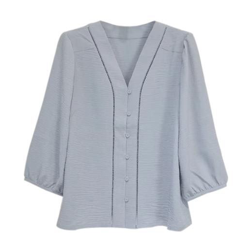 VIVIAN LIU薇薇安刘R2423006春女装新款时尚V领大袖口上衣 商品图4