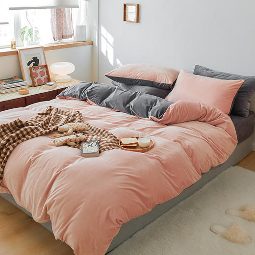 【天鹅绒双拼四件套】天鹅绒双拼四件套秋冬保暖绒布四件套秋冬4件套-双拼 商品图1