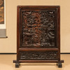 清 红木高浮雕三英战吕布背嵌黄杨木人物故事地屏 商品缩略图0