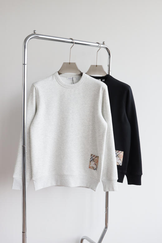 B.B 秋冬加绒厚款 格纹徽标 圆领宽松卫衣 WY862 商品图4