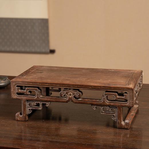 清 柞榛木透雕拐子如意纹案中案摆件 商品图1