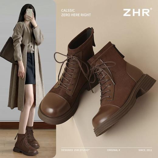ZHR则则英伦风厚底马丁靴女2024新款时尚潮流百搭显瘦短靴小个子 商品图1