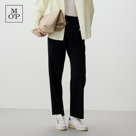 Marc O'Polo/MOP【品牌经典系列】黑色细直筒宽松薄款休闲西裤女 商品图2