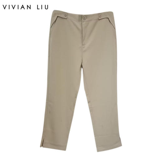 VIVIAN LIU R2425001梅春女装新款斜插兜脚口开叉休闲长裤 商品图0