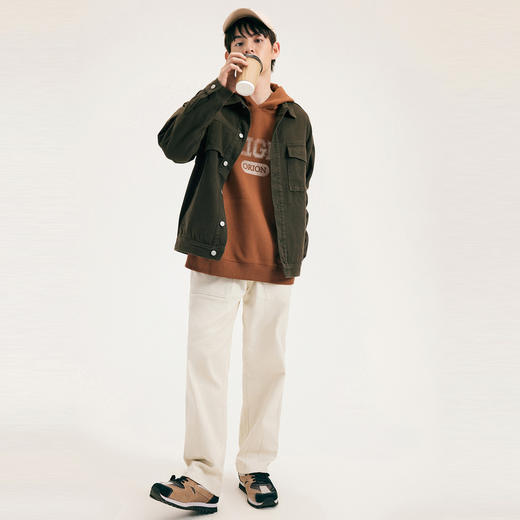 gxg.jeans男装秋冬夹克男青年时尚翻领军绿牛仔外套 商品图2