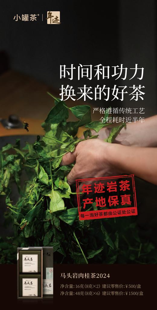 小罐茶旗下•年迹马头岩肉桂茶2024年份六泡装：每泡8g一共48g茶叶 商品图1