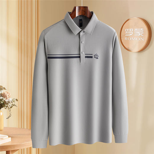 罗蒙男士秋冬Polo衫经典翻领百搭休闲商务polo衫男长袖t恤男春秋t恤男长袖 商品图1