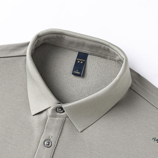 罗蒙秋冬男士Polo衫满印含羊毛蚕丝休闲百搭双面磨毛polo衫男长袖t恤男 商品图5