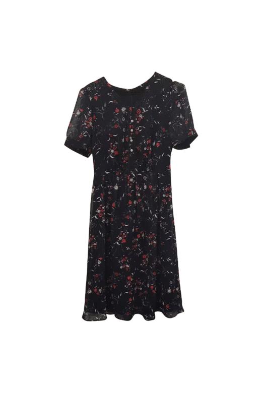 VIVIAN LIU TD2434121夏女装新款圆领印花收腰短袖长款连衣裙 商品图5