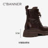 千百度加绒手抓皮厚底马丁靴女款百搭冬季气质增高真皮保暖短靴子A24532160 商品缩略图4