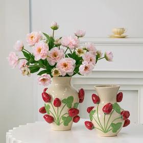 高级感浮雕草莓陶瓷花瓶SY