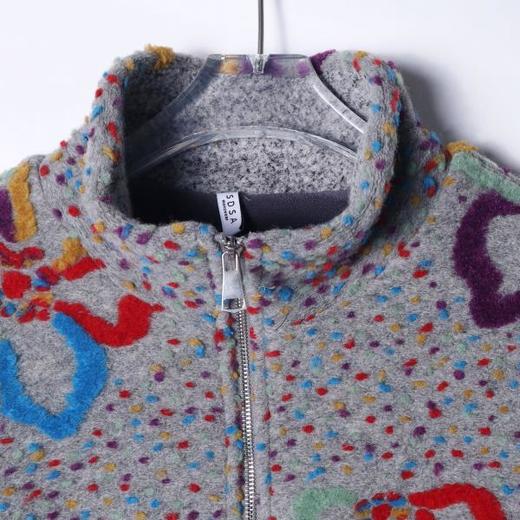 WT172秋冬新款男士绒面刺绣彩点绣花时尚设计韩版半高领长袖宽松外套 商品图2