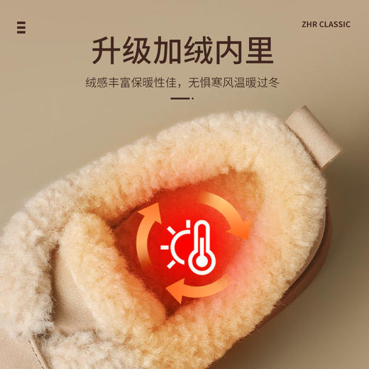 ZHR加绒勃肯鞋女2024冬新款厚底乐福鞋复古小皮鞋保暖雪地靴棉鞋 商品图4