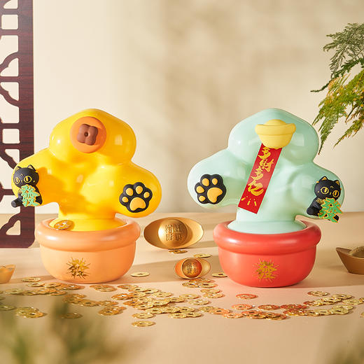 大英博物馆 安德森猫和她的朋友们系列 萌猫磁吸发财树氛围灯 绿色/黄色 商品图3