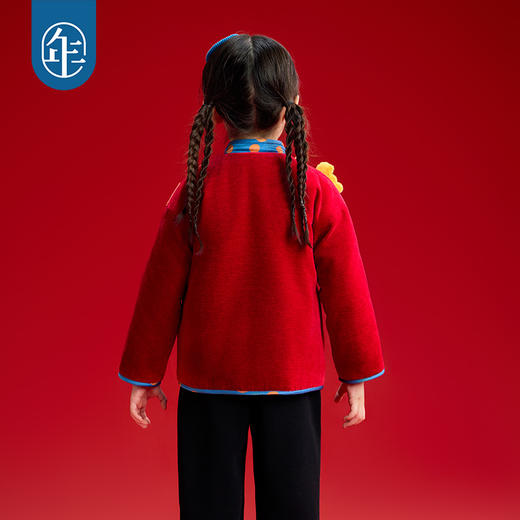 年衣童装儿童唐装外套冬季新品男女童新中式国风红色拜年服上衣财蛇驾到加绒唐装 商品图4