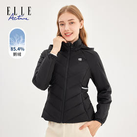ELLE Active冬季轻薄休闲羽绒服女连帽保暖鹅绒外套修身显瘦女装