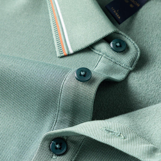 罗蒙秋冬保暖男士Polo衫含羊毛蚕丝双面磨毛撞色领休闲商务长袖polo衫 商品图8