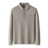 罗蒙男士秋冬保暖长袖Polo衫绣花商务含羊毛蚕丝双面磨毛polo衫男长袖t恤男 商品缩略图2