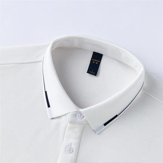 罗蒙男士秋冬保暖长袖Polo衫含羊毛蚕丝双面磨毛休闲通勤polo衫男长袖t恤男 商品图3