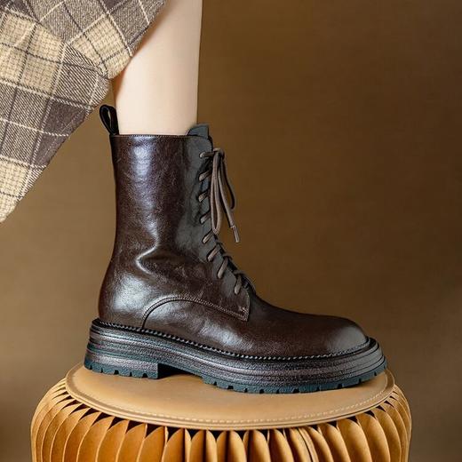 【预售5天】暖冬有你~ 自留款冬季加绒厚底系带羊羔毛英伦风马丁靴NJMK&K1266M 商品图2