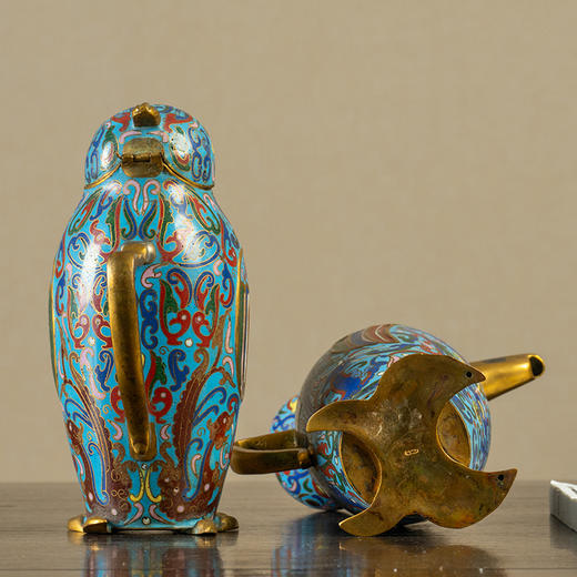 清 铜胎掐丝珐琅鸭形执壶（一对） 商品图2