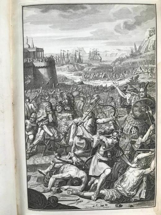 【拉丁语】41*28cm！含藏书票！1745年 修昔底德《伯罗奔尼撒战争史》 2幅版画插图2幅展开地图 全犊皮精装 商品图5